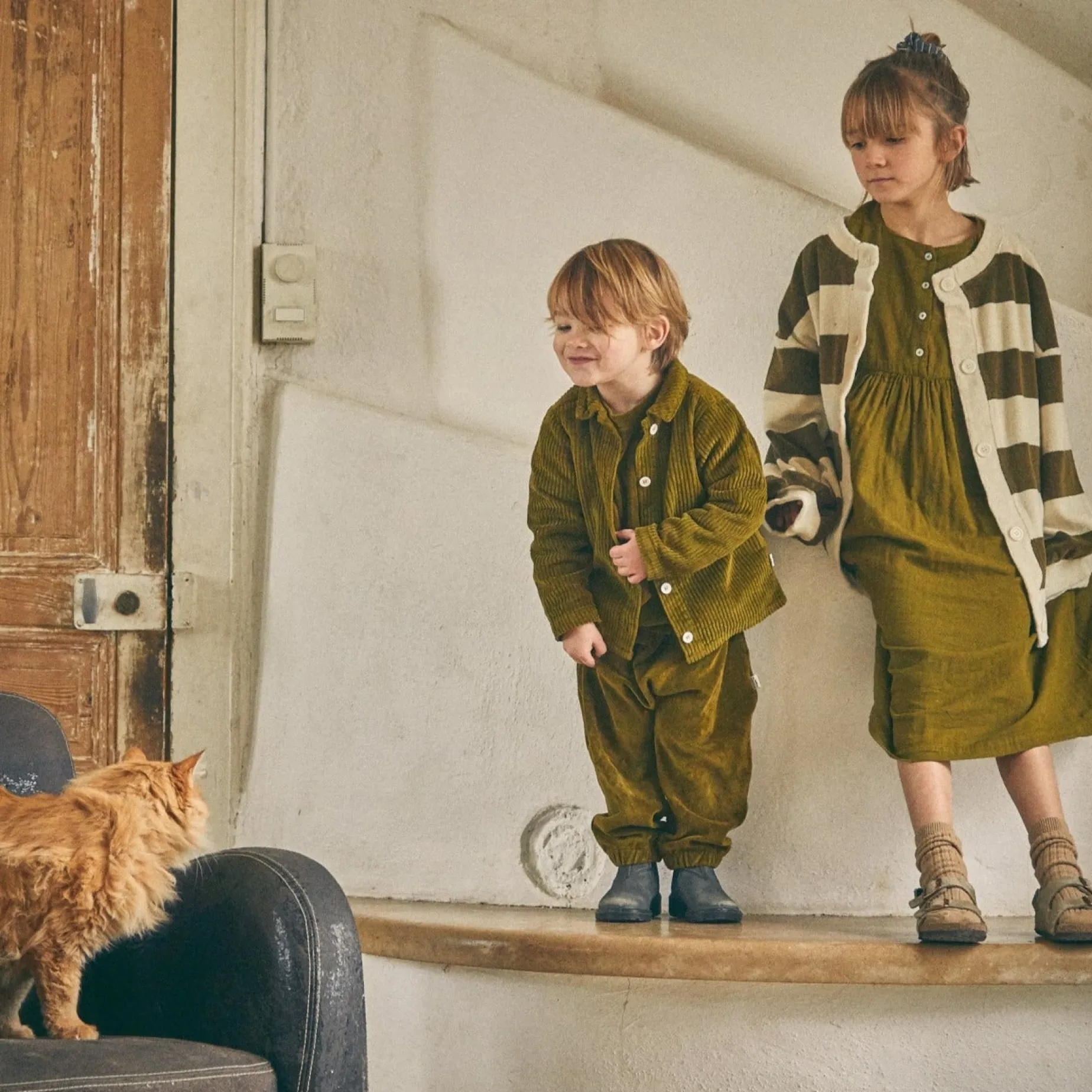 Poudre Organic Cardigans | CARDIGAN BRUNELLE ÉPONGE Rayures Fir Green RayuresFirGreen