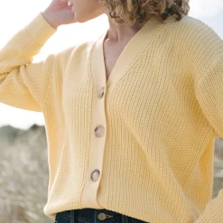 Poudre Organic Cardigans | CARDIGAN MATÉ ADULTE Jaune Pastel JaunePastel