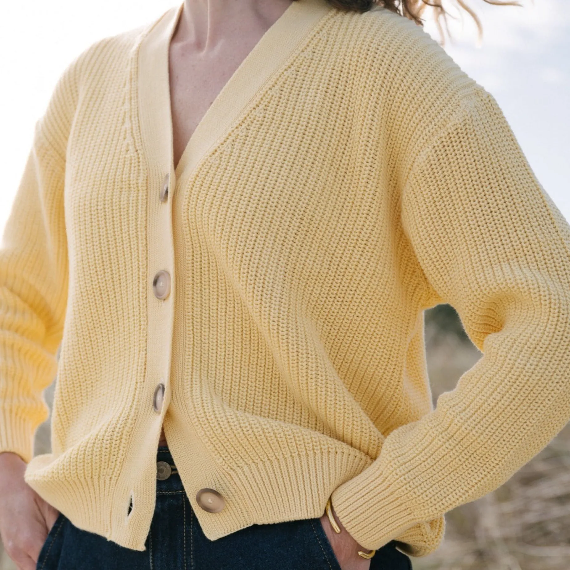 Poudre Organic Cardigans | CARDIGAN MATÉ ADULTE Jaune Pastel JaunePastel