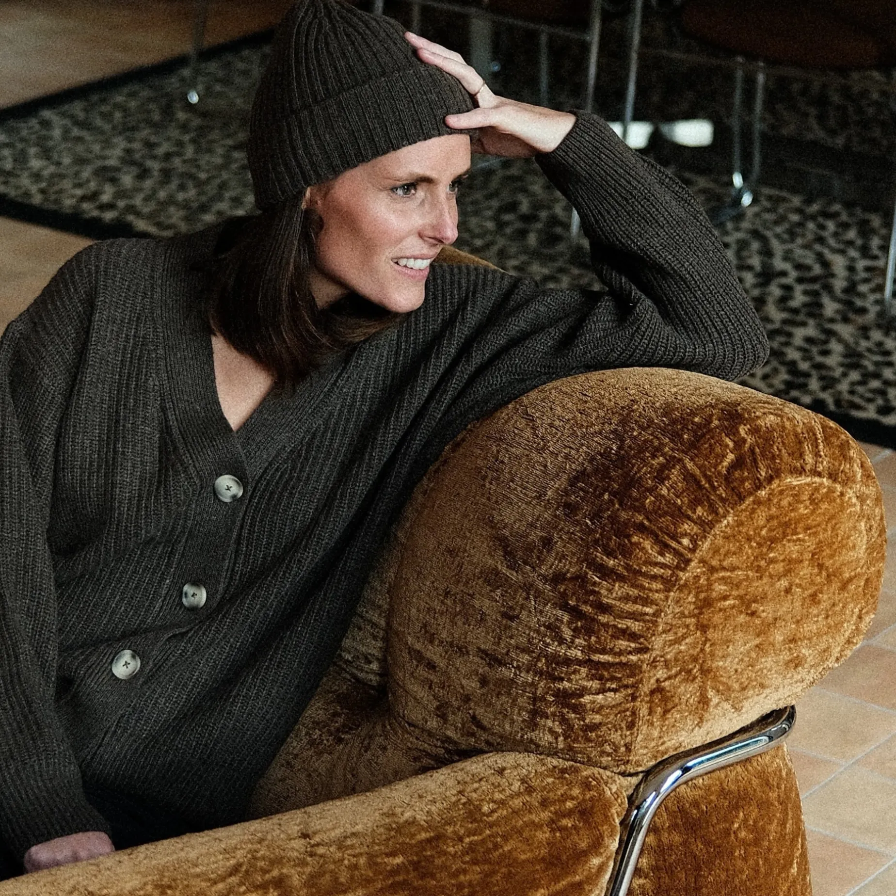 Poudre Organic Cardigans | CARDIGAN MATÉ LAINE ADULTE Boue