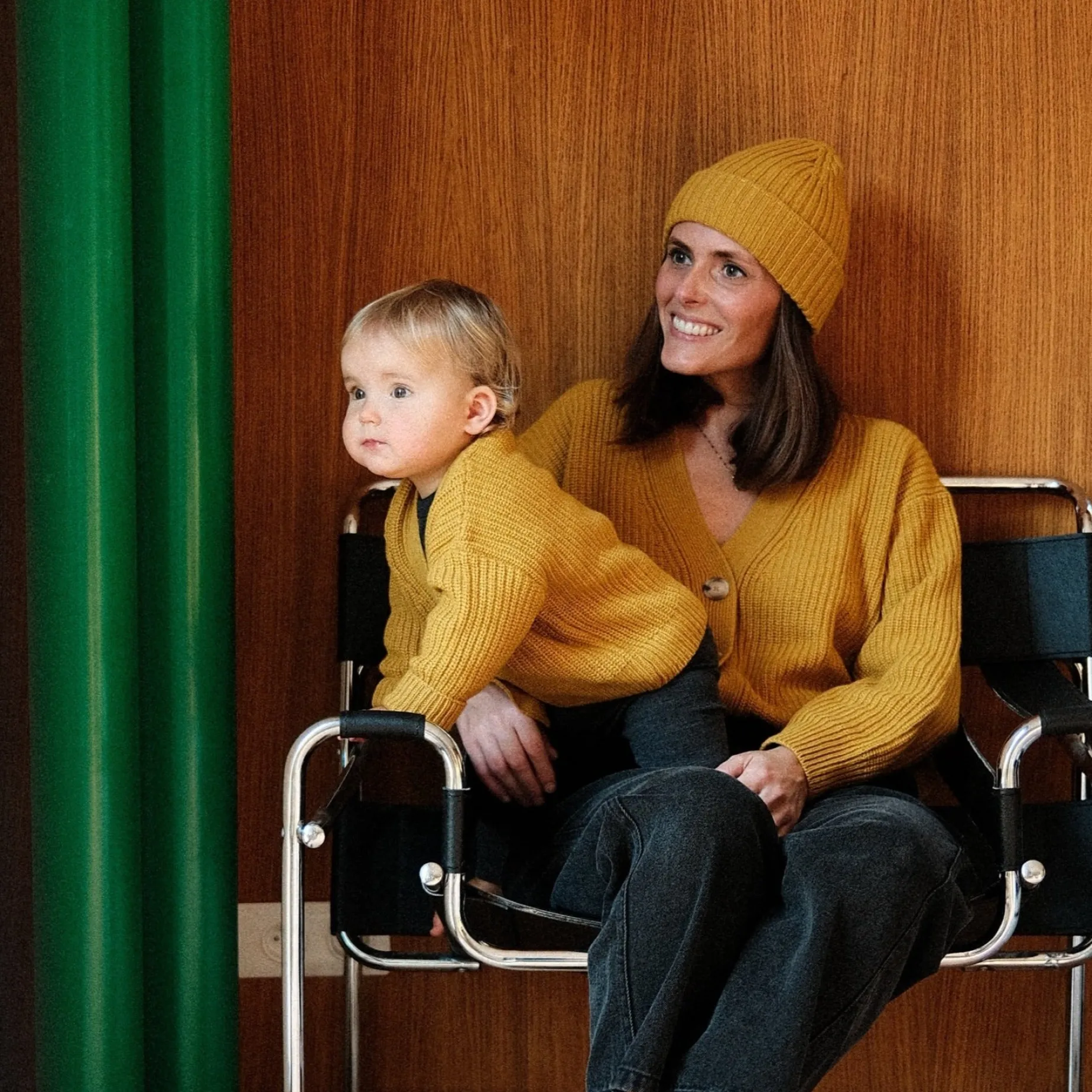 Poudre Organic Cardigans | CARDIGAN MATÉ LAINE ADULTE Moutarde