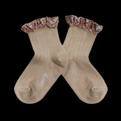 Poudre Organic Chaussettes & Collants | Chaussettes & Collants | CHAUSSETTES CHARLOTTE À DENTELLES LIBERTY Petite Taupe PetiteTaupe