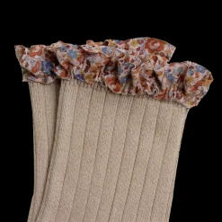 Poudre Organic Chaussettes & Collants | Chaussettes & Collants | CHAUSSETTES CHARLOTTE À DENTELLES LIBERTY Petite Taupe PetiteTaupe