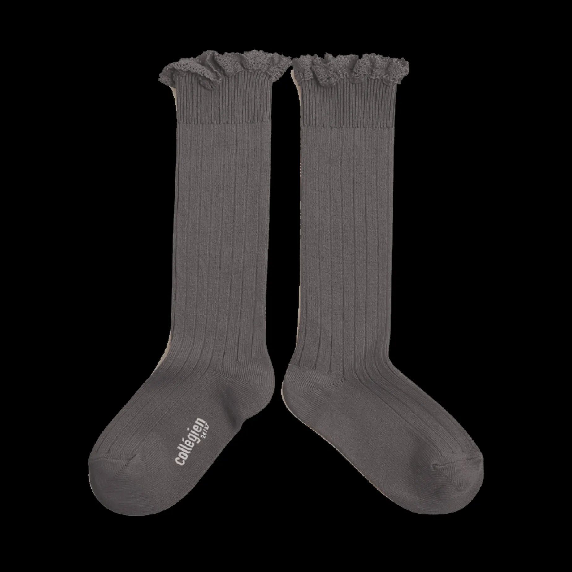 Poudre Organic Chaussettes & Collants | Chaussettes & Collants | CHAUSSETTES JOSEPHINE À DENTELLES Gris Galet GrisGalet