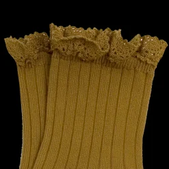 Poudre Organic Chaussettes & Collants | Chaussettes & Collants | CHAUSSETTES LILI À DENTELLES Moutarde