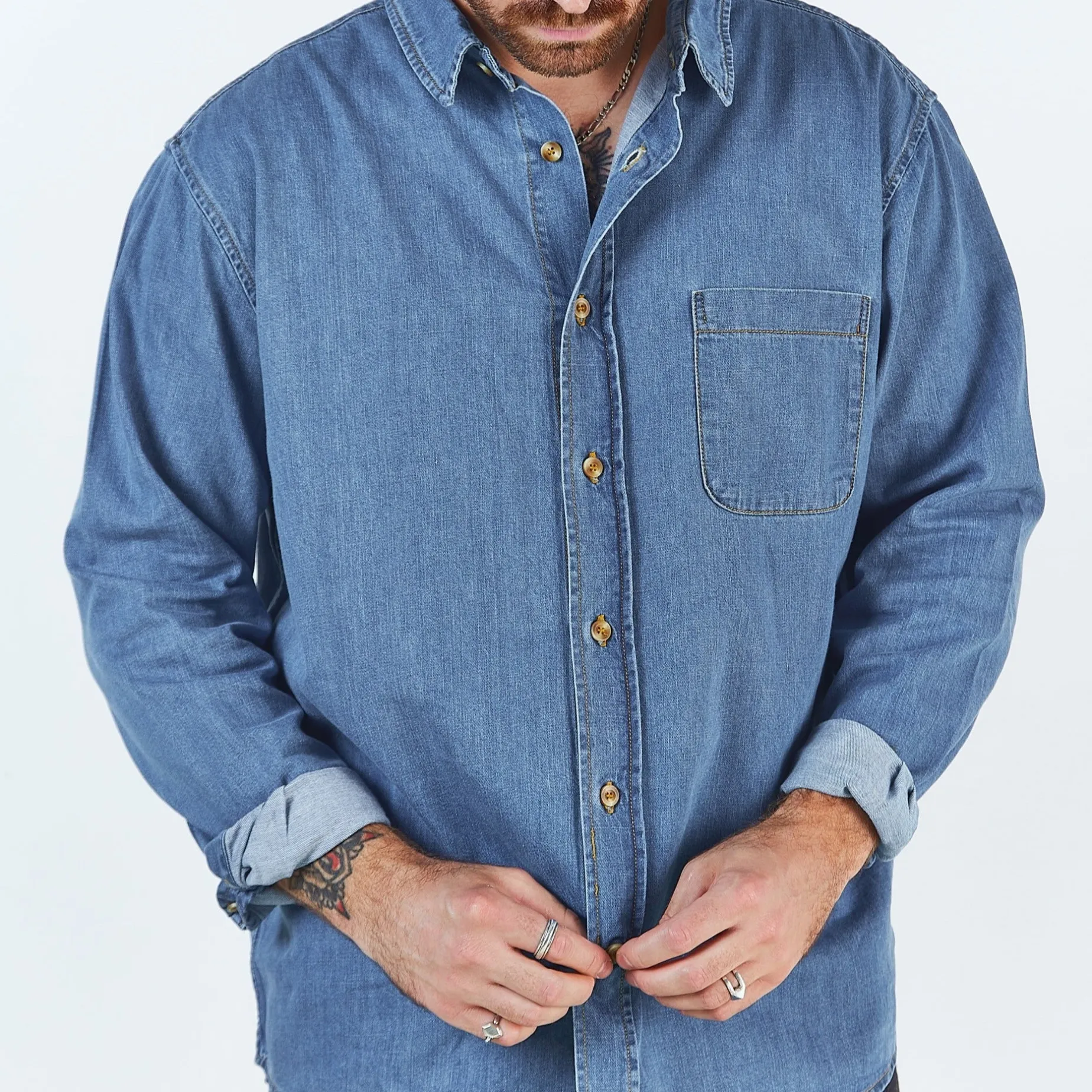 Poudre Organic Chemises & Surchemises | CHEMISE CAMISA Denim Blue Denim-Blue