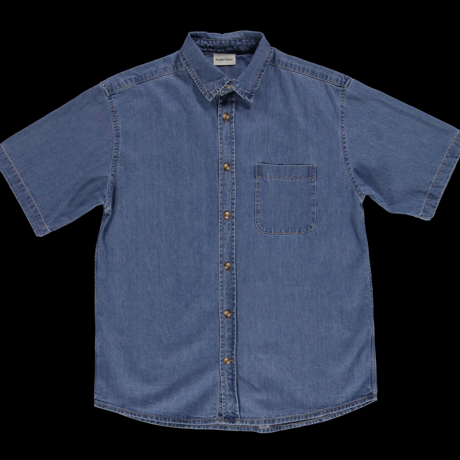 Poudre Organic Chemises & Surchemises | CHEMISE SPIREE MANCHES COURTES Denim Blue Denim-Blue
