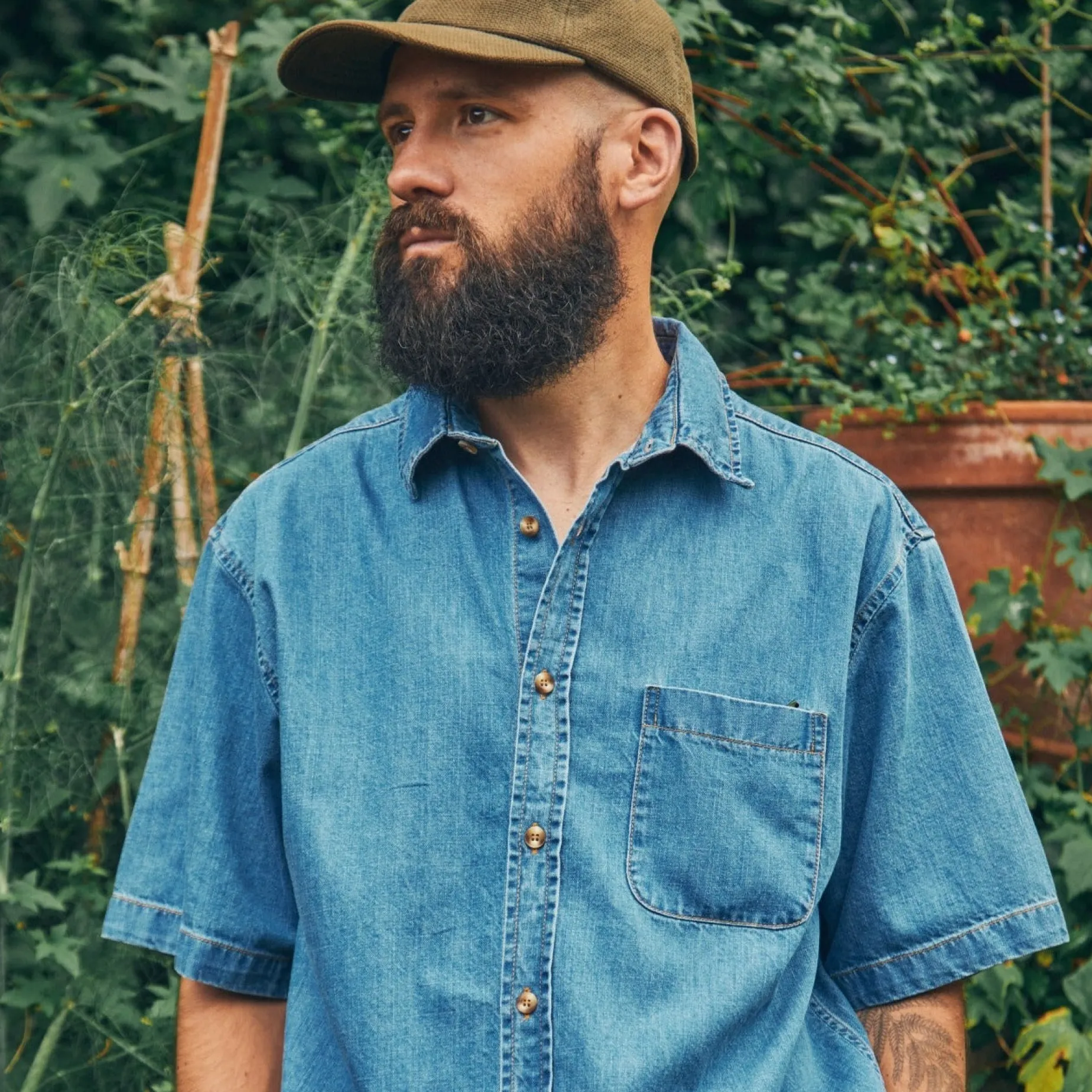 Poudre Organic Chemises & Surchemises | CHEMISE SPIREE MANCHES COURTES Denim Blue Denim-Blue