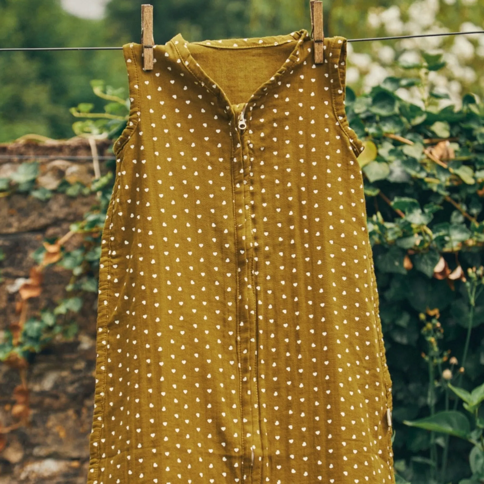 Poudre Organic Linge De Lit | Linge De Lit | GIGOTEUSE TILLEUL Coeurs Fir Green CoeursFirGreen