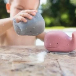 Poudre Organic Peluches & Jouets | JOUET DE BAIN BALEINE • HEVEA Gris