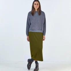 Poudre Organic Jupes & Robes | JUPE LONGUE COSMOS CÔTELÉ Fir Green FirGreen
