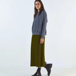 Poudre Organic Jupes & Robes | JUPE LONGUE COSMOS CÔTELÉ Fir Green FirGreen