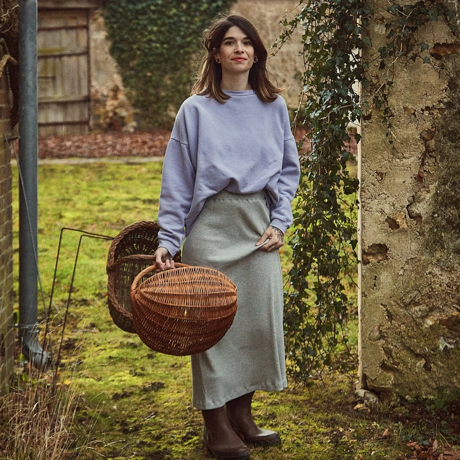 Poudre Organic Jupes & Robes | Duos Kids/adultes | JUPE LONGUE COSMOS CÔTELÉ Gris Clair Chiné GrisClairChiné
