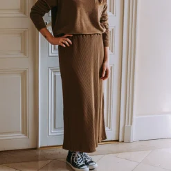 Poudre Organic Jupes & Robes | JUPE LONGUE COSMOS CÔTELÉ Toffee