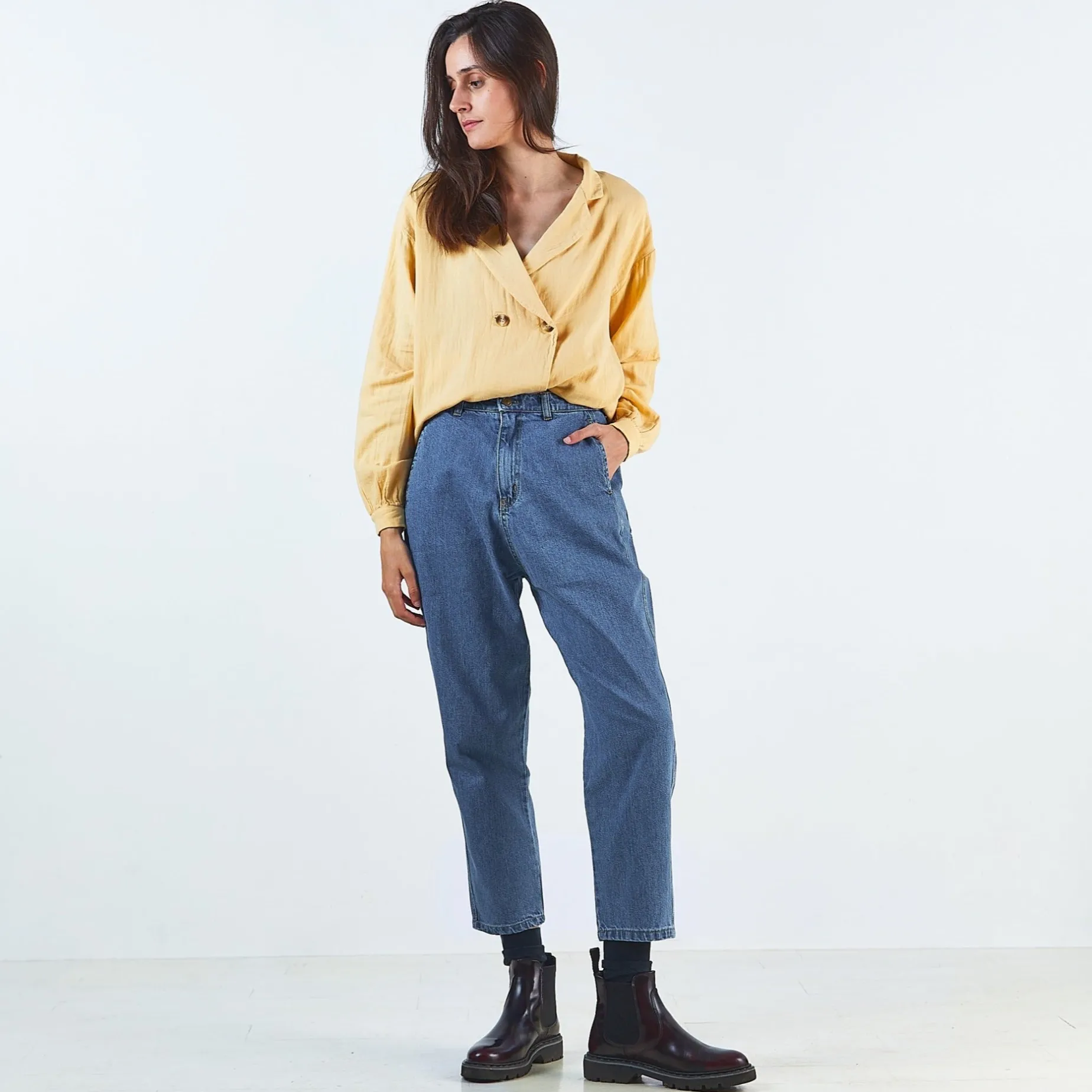 Poudre Organic Pantalons | Pantalons & Leggings | PANTALON CAROTTE Denim Blue Denim-Blue
