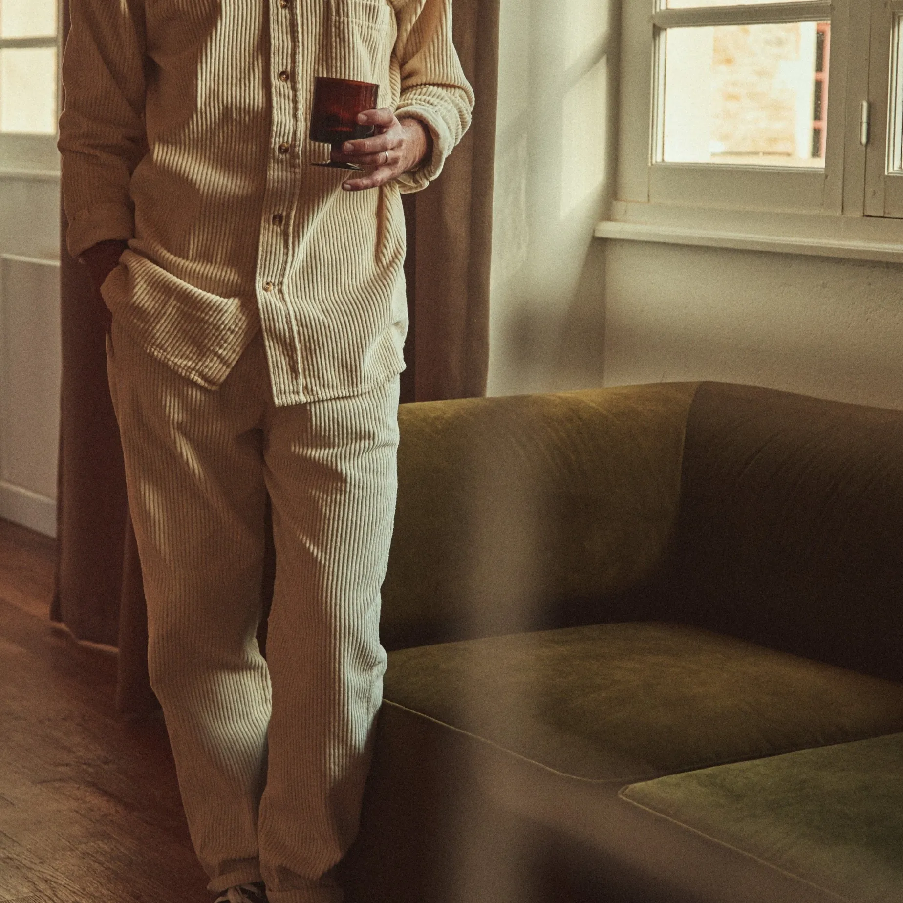 Poudre Organic Pantalons | Pantalons & Leggings | PANTALON COQUELICOT VELOURS CÔTELÉ Almond Milk AlmondMilk