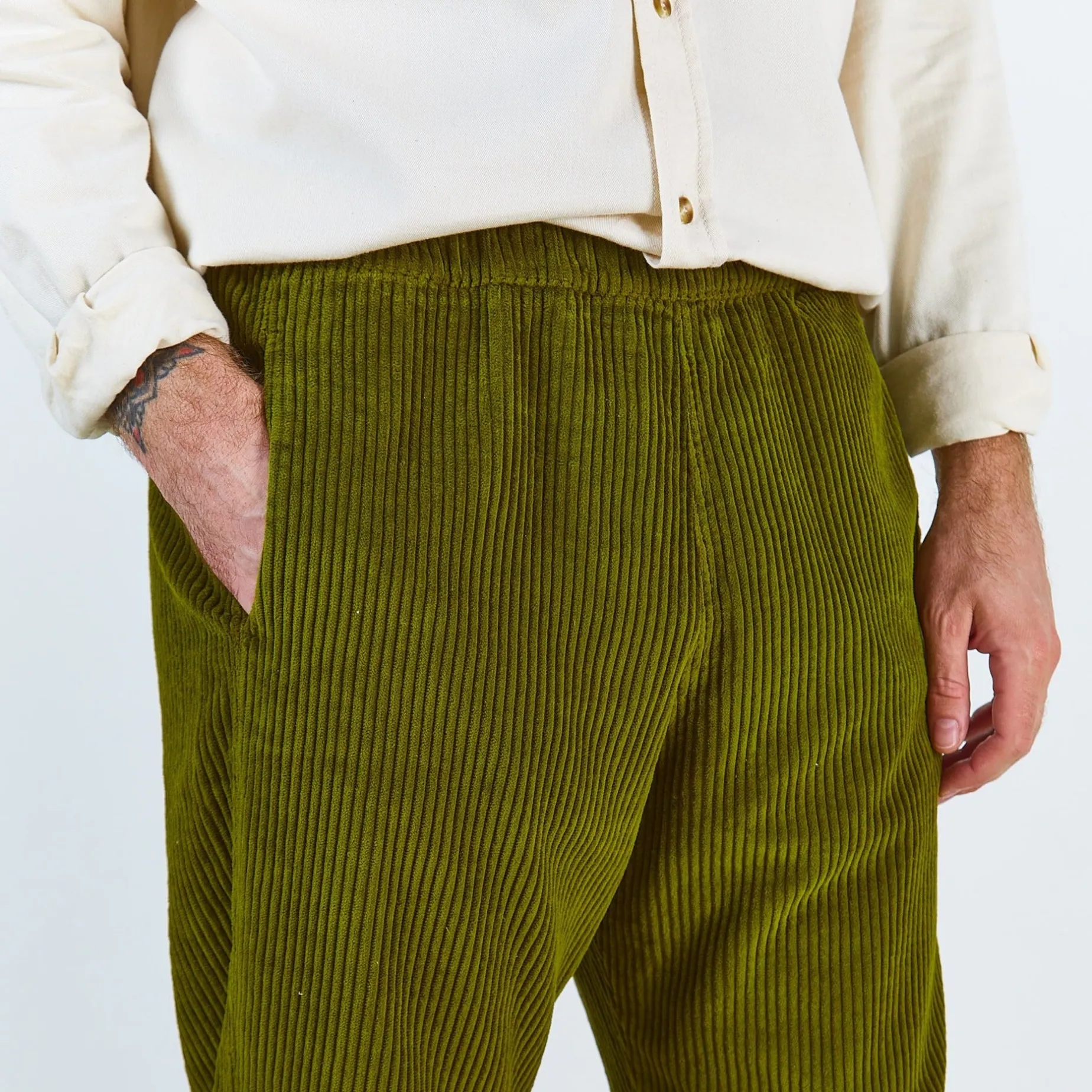 Poudre Organic Pantalons | Pantalons & Leggings | PANTALON COQUELICOT VELOURS CÔTELÉ Fir Green FirGreen