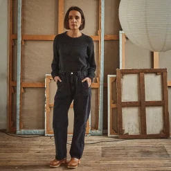 Poudre Organic Pantalons & Leggings | PANTALON GENTIANE LONG Denim Noir Denim-Noir