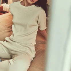 Poudre Organic Homewear | Pantalons & Leggings | PANTALON ONONIS CÔTELÉ Almond Milk AlmondMilk