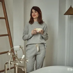 Poudre Organic Homewear | Pantalons & Leggings | PANTALON ONONIS CÔTELÉ Gris Clair Chiné GrisClairChiné