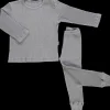 Poudre Organic Pyjamas | PYJAMA ARBOUSIER CÔTELÉ Gris Clair Chiné GrisClairChiné