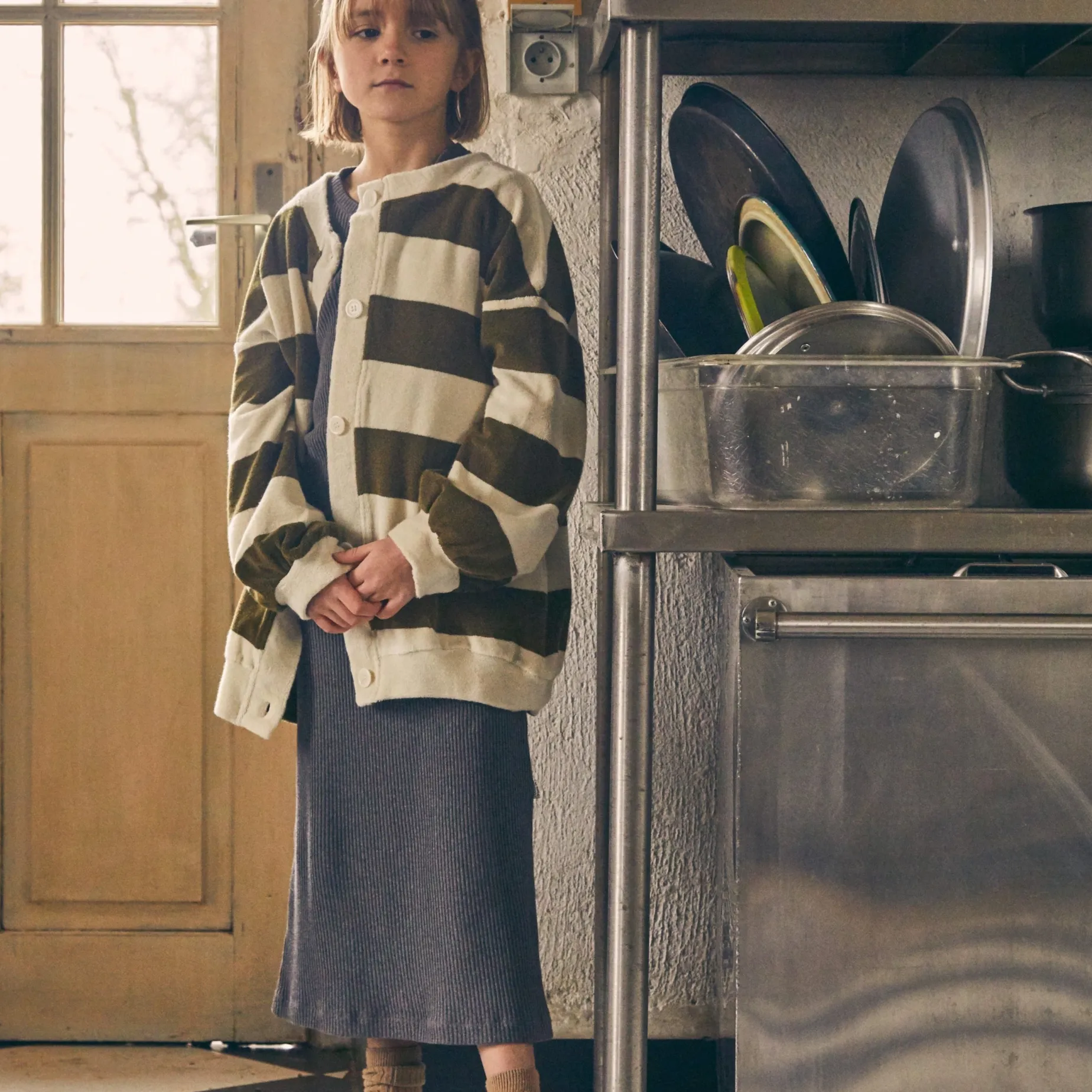 Poudre Organic Jupes & Robes | ROBE ORCHIDÉE CÔTELÉ KIDS Anthracite