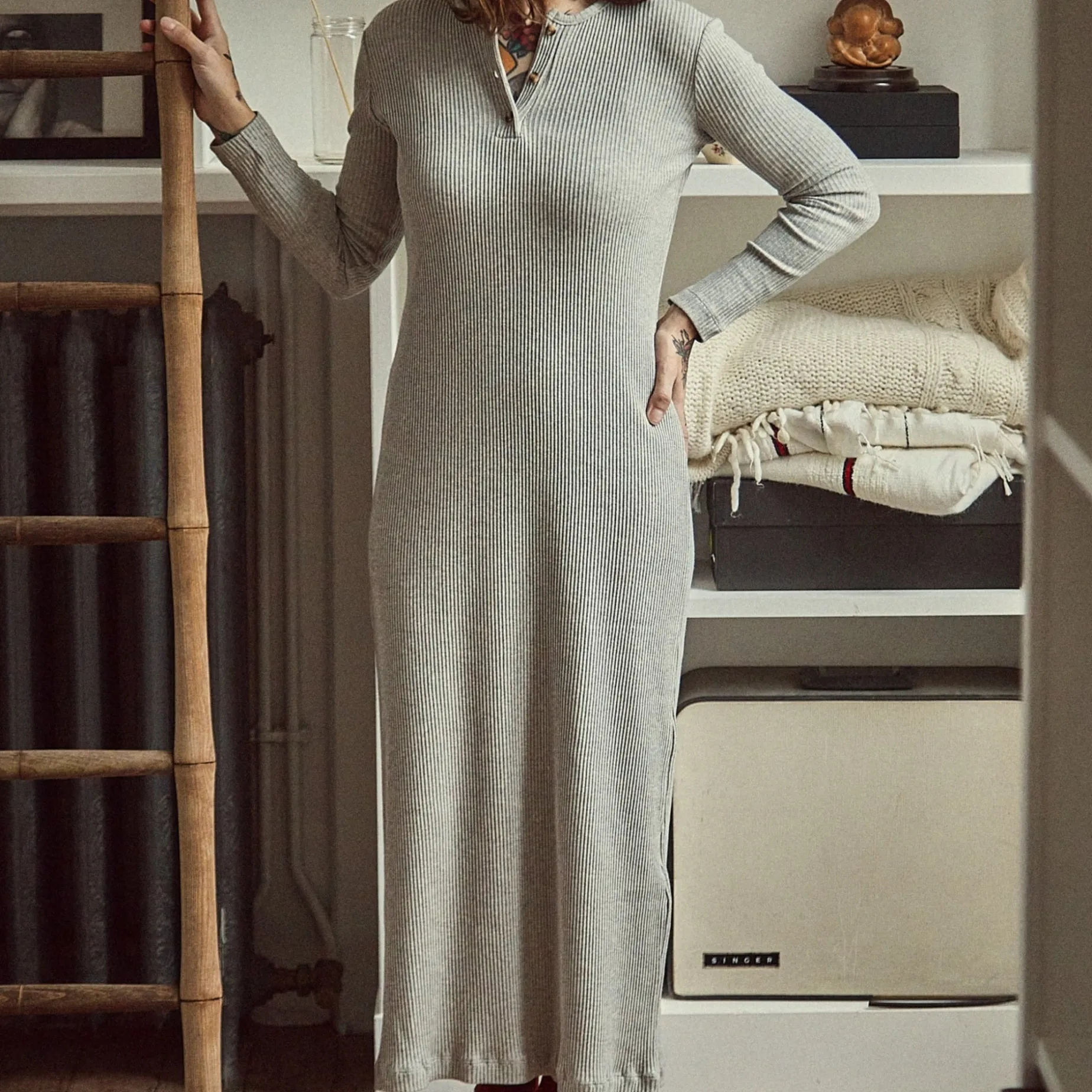 Poudre Organic Jupes & Robes | ROBE TAGETE CÔTELÉ Gris Clair Chiné GrisClairChiné