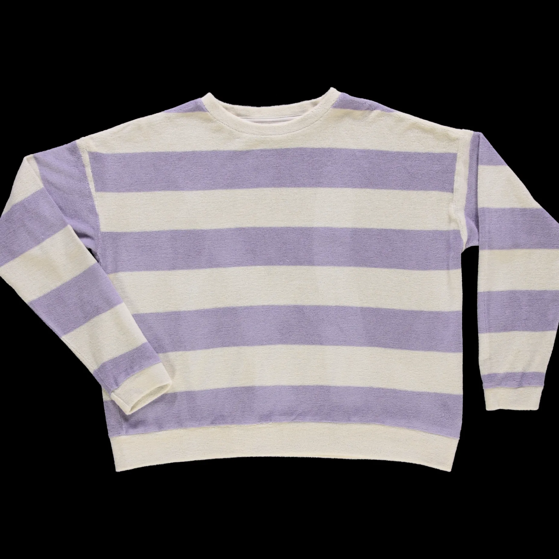 Poudre Organic Homewear | Sweatshirts | SWEATSHIRT ACENTRA ÉPONGE Rayures Lavender RayuresLavender