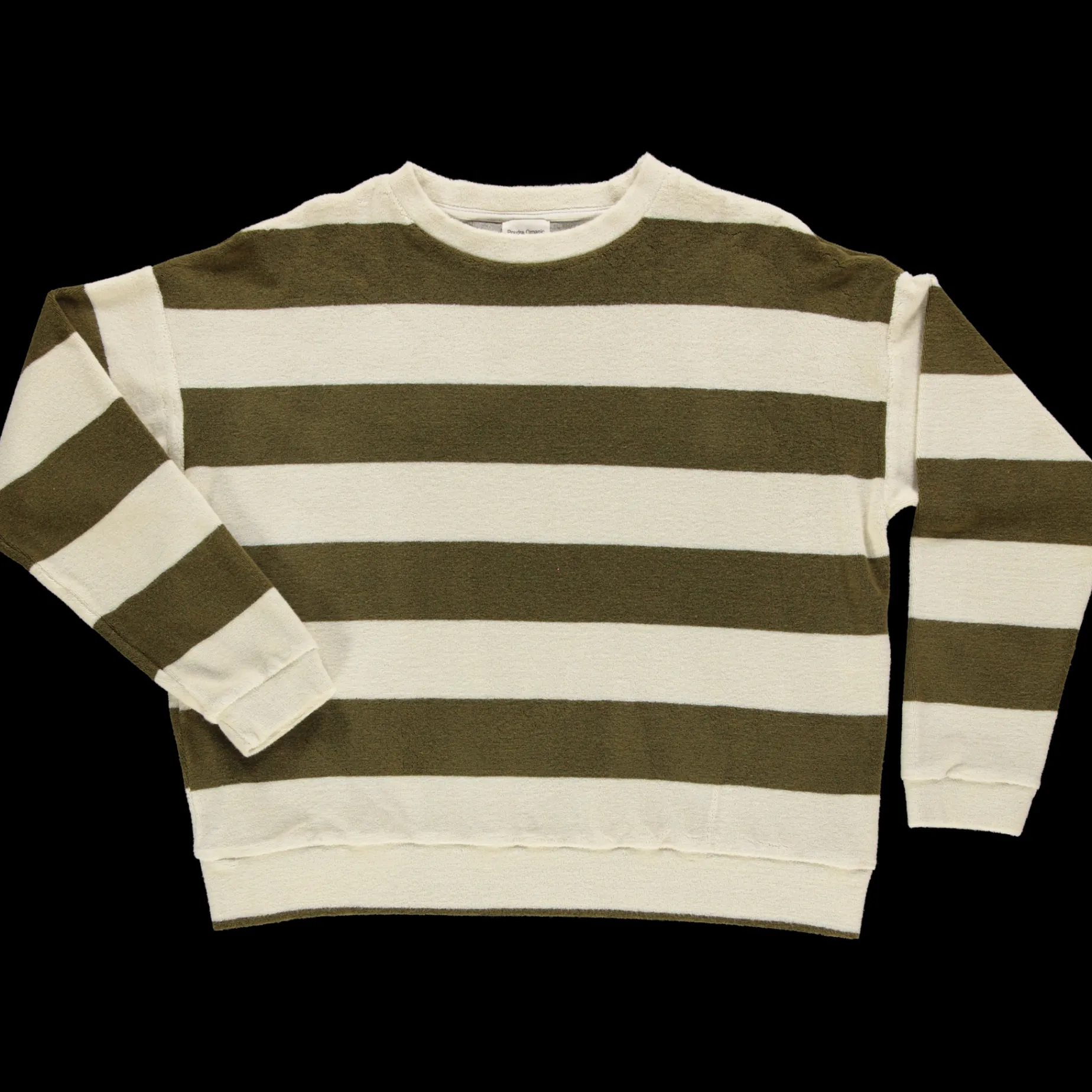 Poudre Organic Homewear | Sweatshirts | SWEATSHIRT ACENTRA ÉPONGE Rayures Fir Green RayuresFirGreen