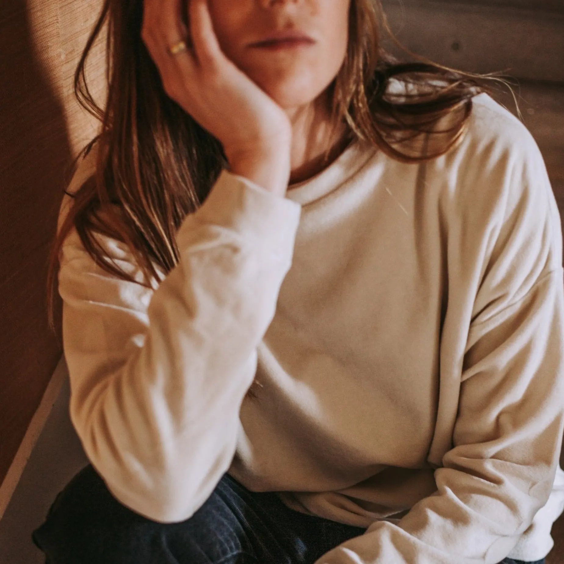 Poudre Organic Homewear | Sweatshirts | SWEATSHIRT ACENTRA VELOURS Almond Milk AlmondMilk