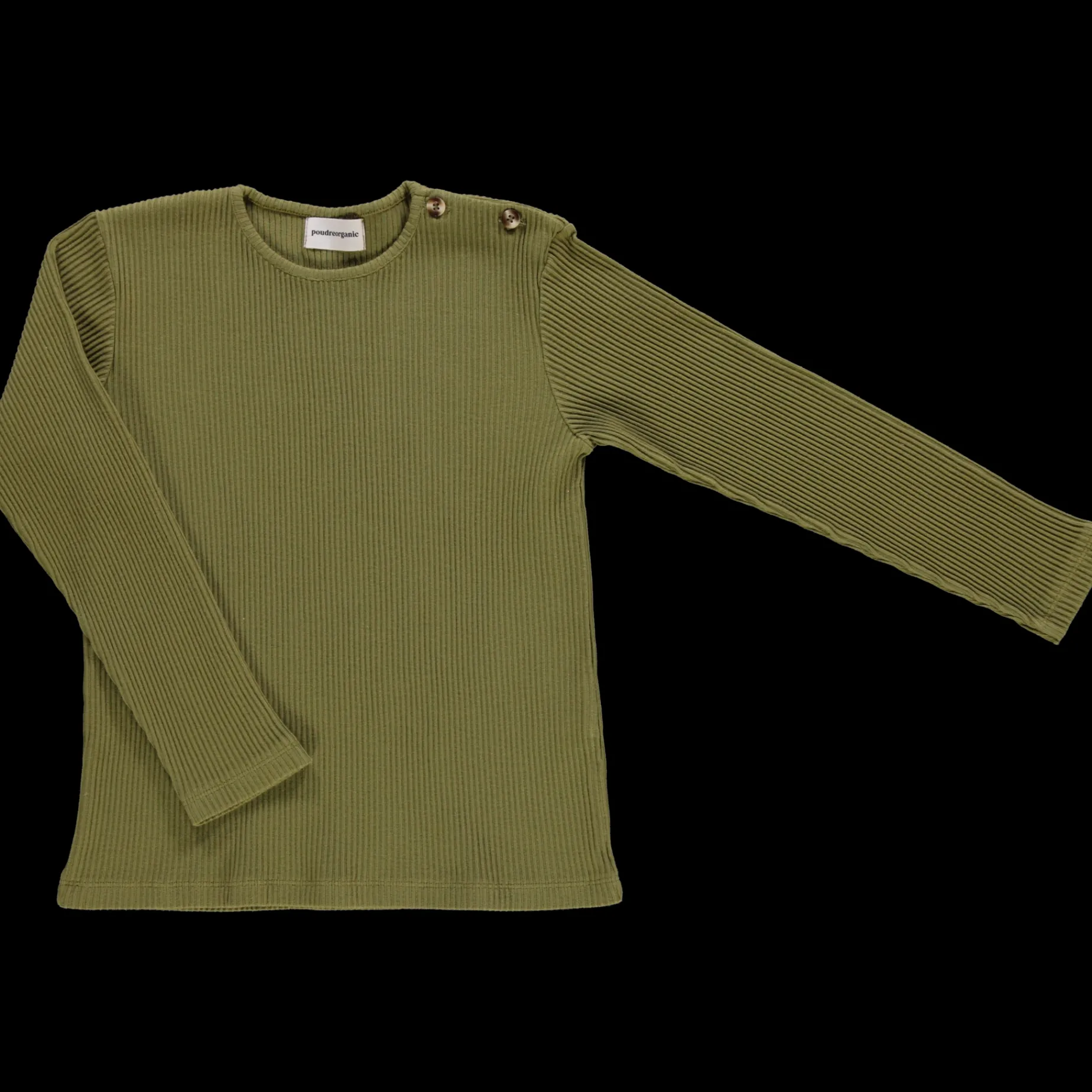 Poudre Organic T-shirts & Débardeurs | T-SHIRT OLIVE CÔTELÉ Green Moss GreenMoss