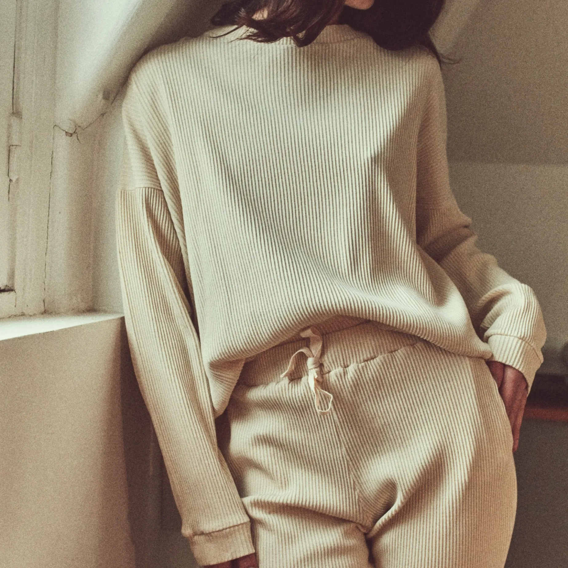 Poudre Organic Homewear | T-shirts | T-SHIRT PIN CÔTELÉ Almond Milk AlmondMilk