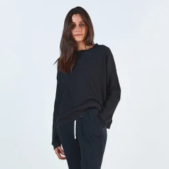 Poudre Organic Homewear | T-shirts | T-SHIRT PIN CÔTELÉ Pirate Black PirateBlack