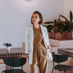 Poudre Organic Vestes | VESTE BLAZER VELOURS Almond Milk AlmondMilk