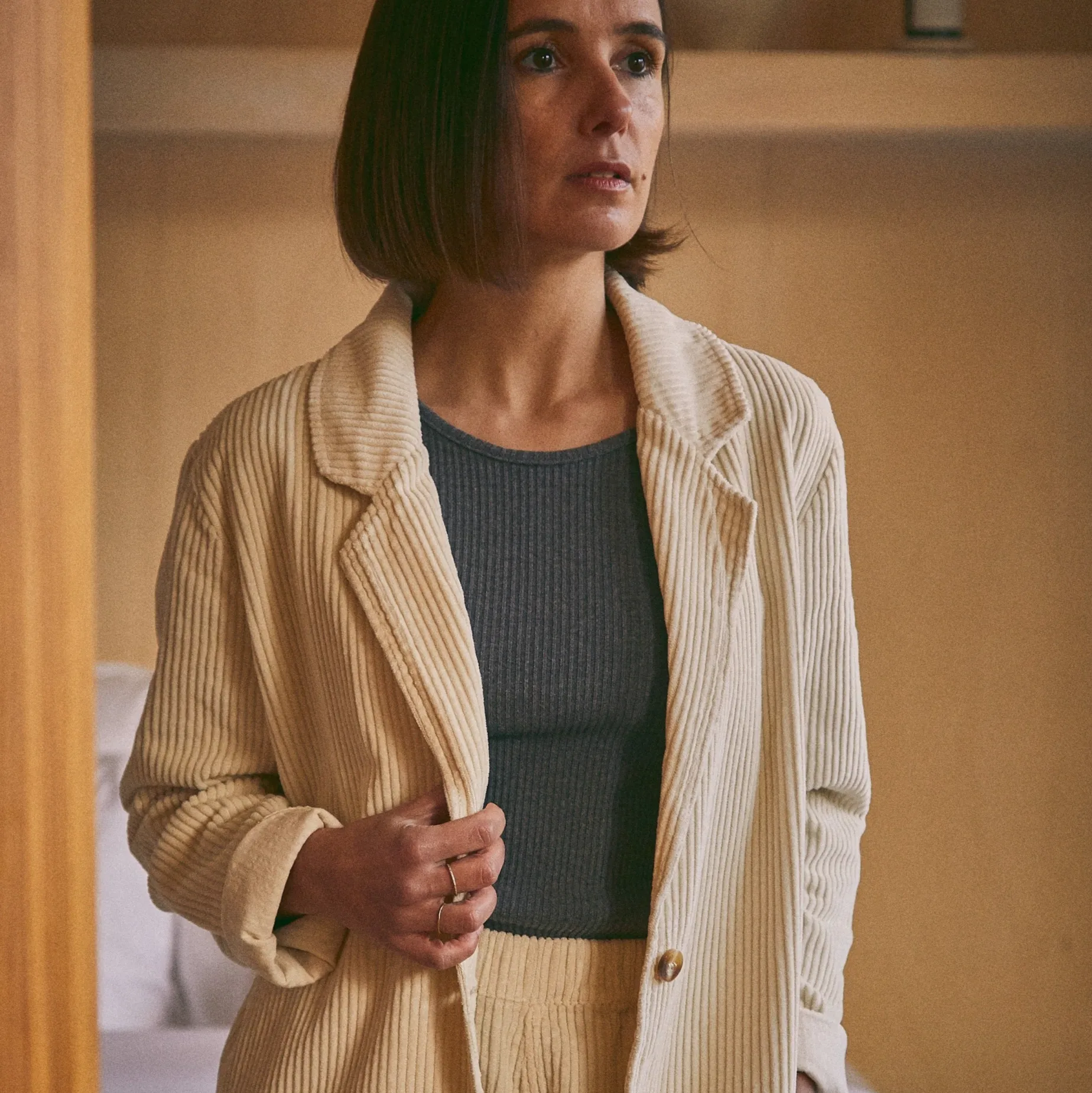 Poudre Organic Vestes | VESTE BLAZER VELOURS CÔTELÉ Almond Milk AlmondMilk